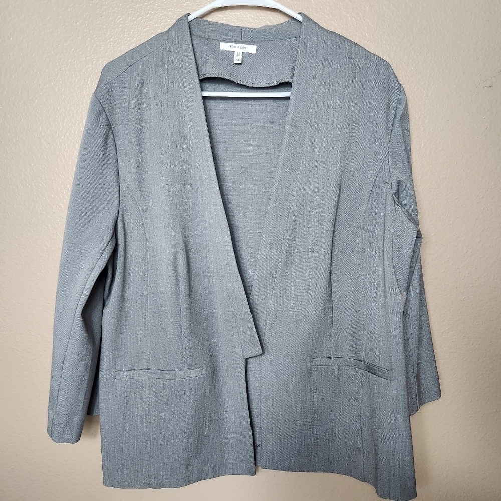 Maurices Womens |XL| Medium Gray Open Front Short Blazer